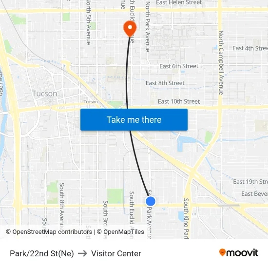 Park/22nd St(Ne) to Visitor Center map