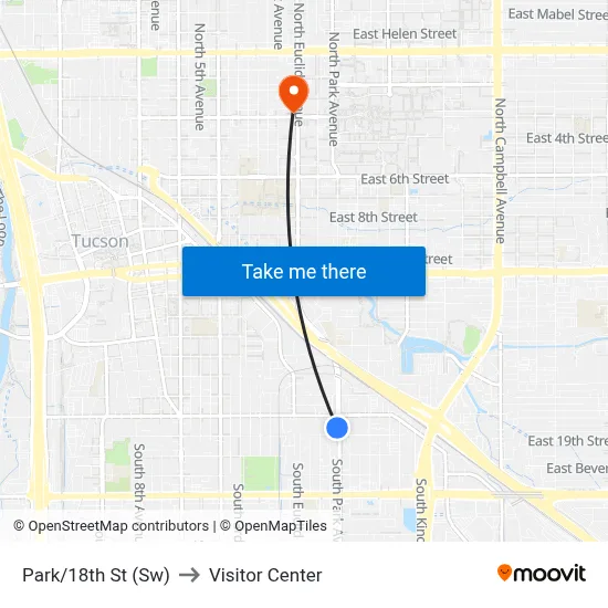 Park/18th St (Sw) to Visitor Center map