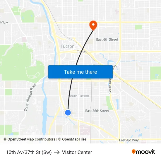 10th Av/37th St (Sw) to Visitor Center map