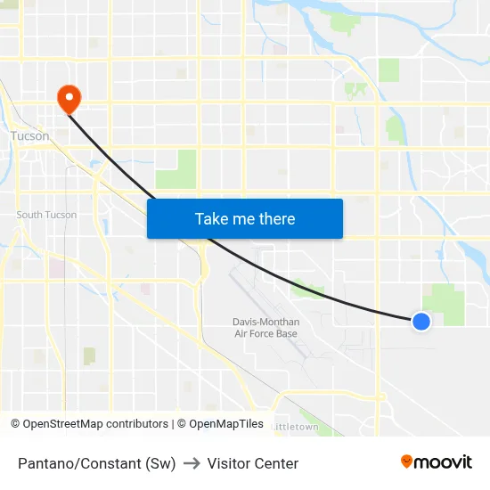 Pantano/Constant (Sw) to Visitor Center map