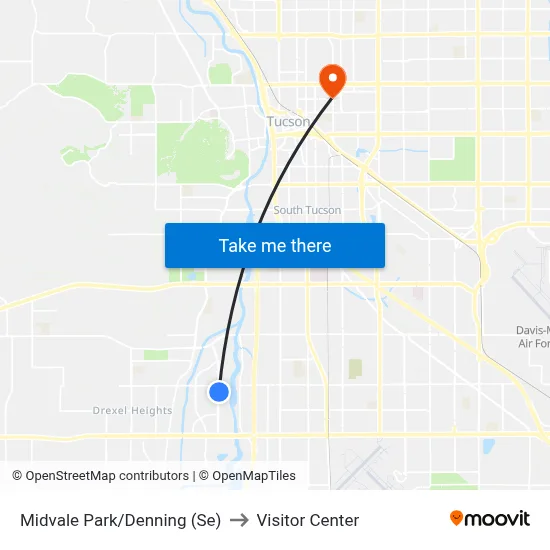 Midvale Park/Denning (Se) to Visitor Center map