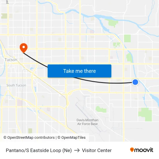Pantano/S Eastside Loop (Ne) to Visitor Center map
