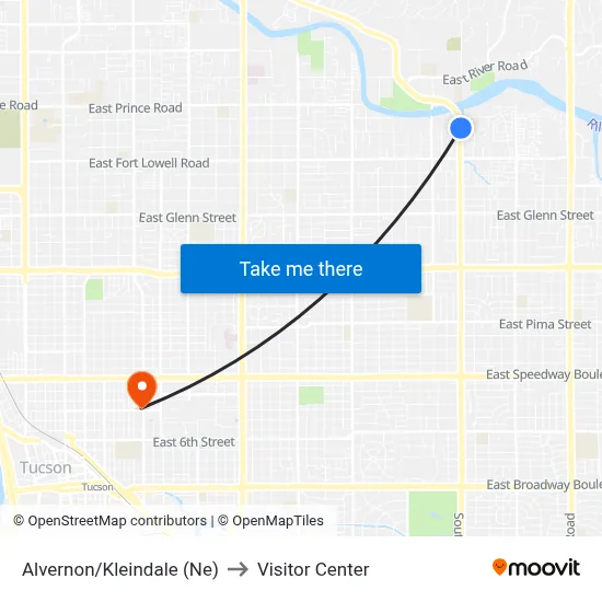 Alvernon/Kleindale (Ne) to Visitor Center map