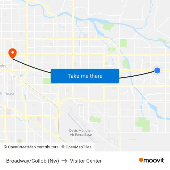 Broadway/Gollob (Nw) to Visitor Center map