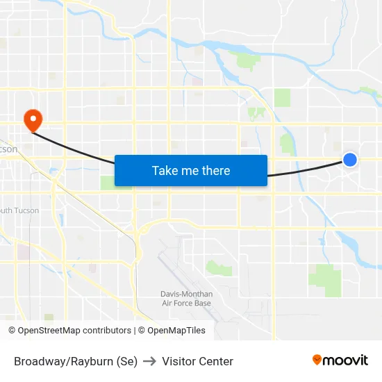 Broadway/Rayburn (Se) to Visitor Center map