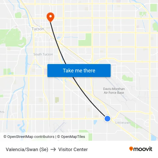 Valencia/Swan (Se) to Visitor Center map