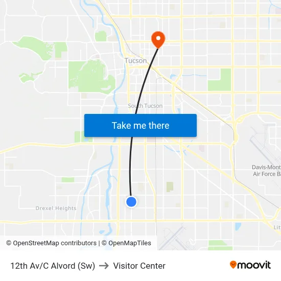 12th Av/C Alvord (Sw) to Visitor Center map