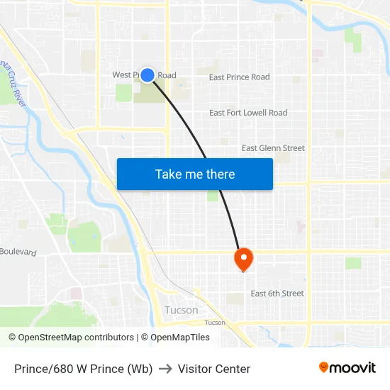 Prince/680 W Prince (Wb) to Visitor Center map