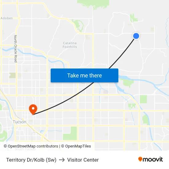 Territory Dr/Kolb (Sw) to Visitor Center map