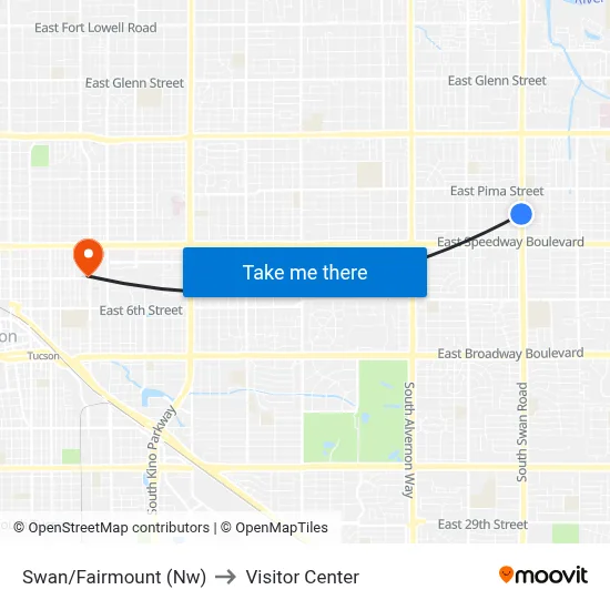 Swan/Fairmount (Nw) to Visitor Center map