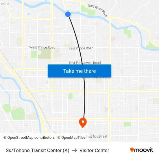 Ss/Tohono Transit Center (A) to Visitor Center map