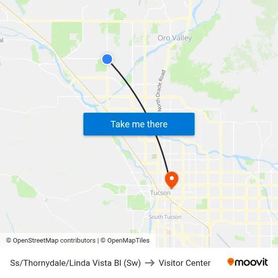 Ss/Thornydale/Linda Vista Bl (Sw) to Visitor Center map