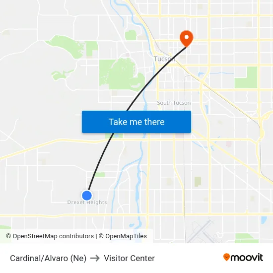 Cardinal/Alvaro (Ne) to Visitor Center map