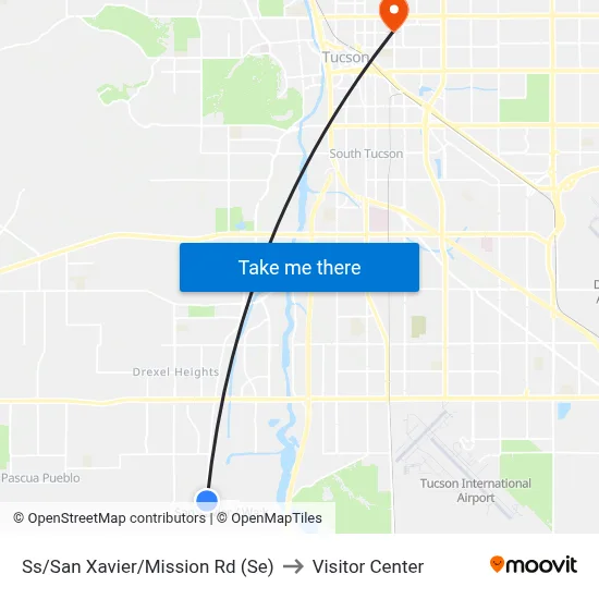 Ss/San Xavier/Mission Rd (Se) to Visitor Center map