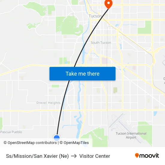 Ss/Mission/San Xavier (Ne) to Visitor Center map