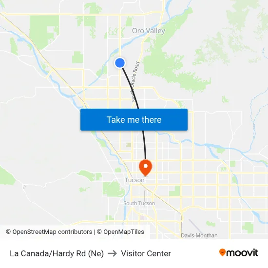 La Canada/Hardy Rd (Ne) to Visitor Center map