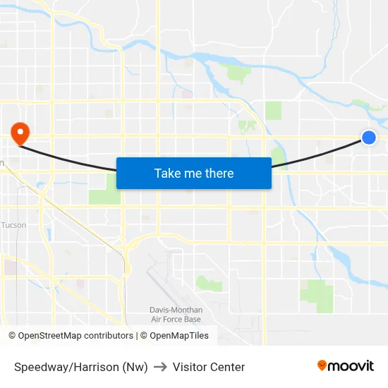 Speedway/Harrison (Nw) to Visitor Center map