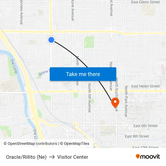 Oracle/Rillito (Ne) to Visitor Center map