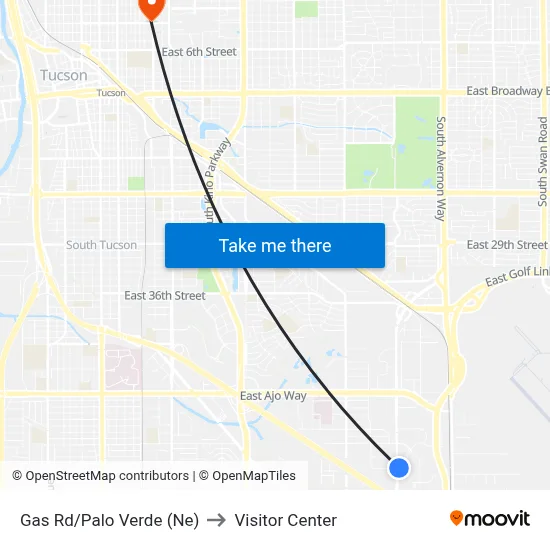 Gas Rd/Palo Verde (Ne) to Visitor Center map