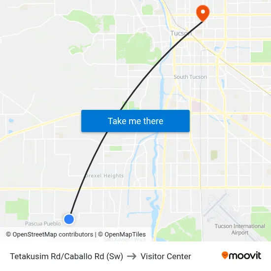 Tetakusim Rd/Caballo Rd (Sw) to Visitor Center map