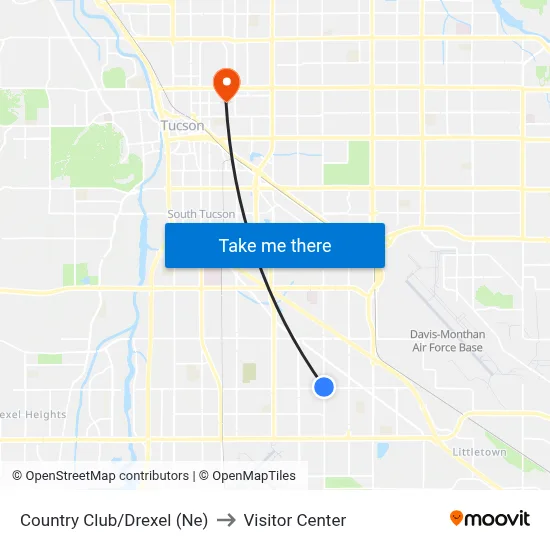 Country Club/Drexel (Ne) to Visitor Center map