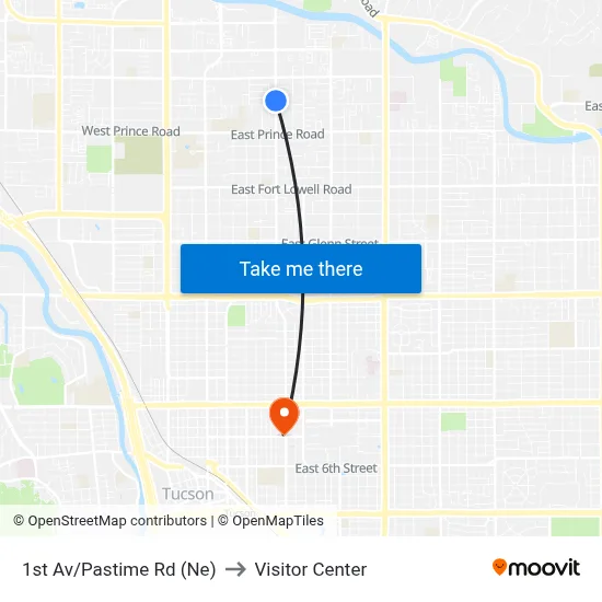 1st Av/Pastime Rd (Ne) to Visitor Center map