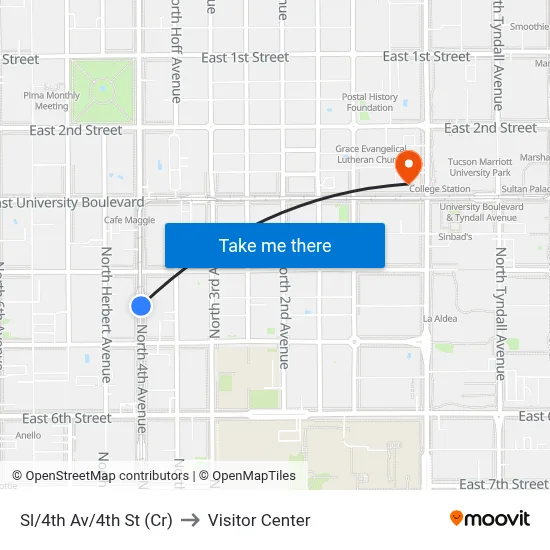 Sl/4th Av/4th St (Cr) to Visitor Center map