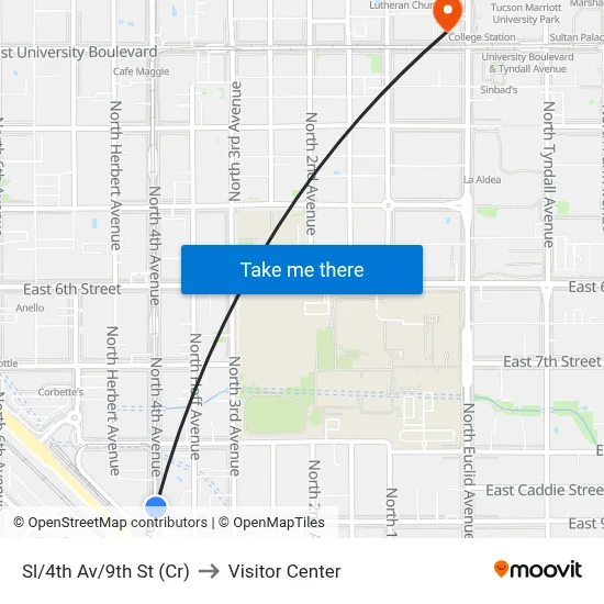 Sl/4th Av/9th St (Cr) to Visitor Center map