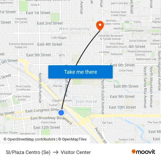 Sl/Plaza Centro (Se) to Visitor Center map