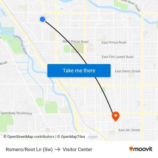 Romero/Root Ln (Sw) to Visitor Center map