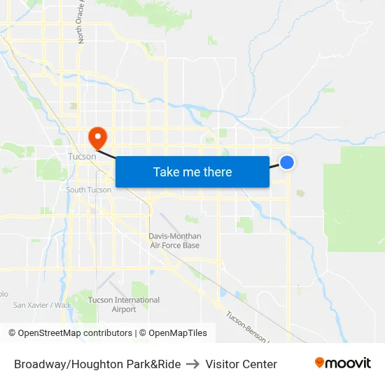 Broadway/Houghton Park&Ride to Visitor Center map