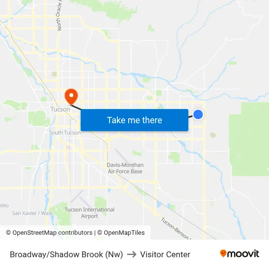 Broadway/Shadow Brook (Nw) to Visitor Center map