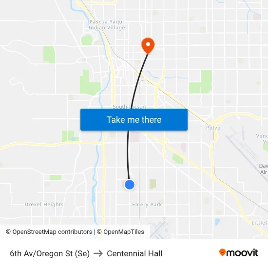 6th Av/Oregon St (Se) to Centennial Hall map