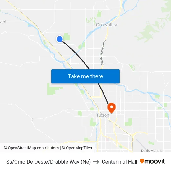Ss/Cmo De Oeste/Drabble Way (Ne) to Centennial Hall map