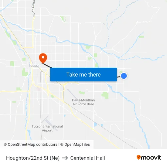 Houghton/22nd St (Ne) to Centennial Hall map