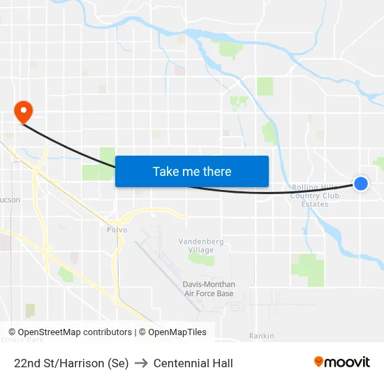 22nd St/Harrison (Se) to Centennial Hall map