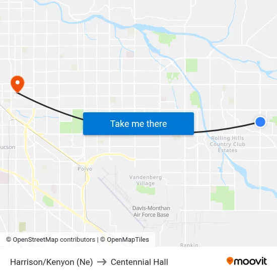 Harrison/Kenyon (Ne) to Centennial Hall map