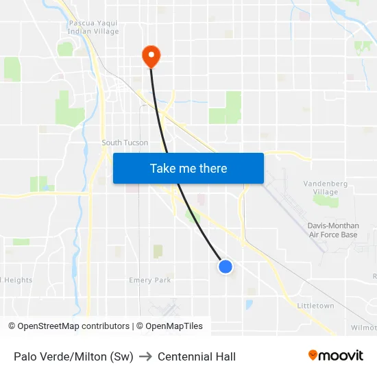 Palo Verde/Milton (Sw) to Centennial Hall map