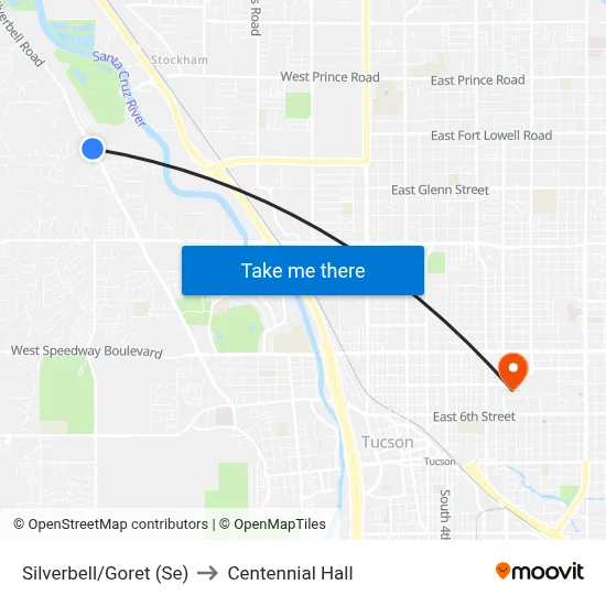 Silverbell/Goret (Se) to Centennial Hall map