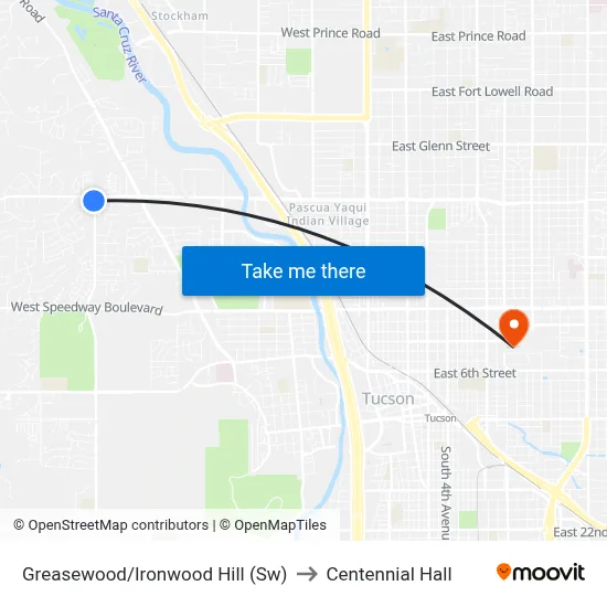 Greasewood/Ironwood Hill (Sw) to Centennial Hall map