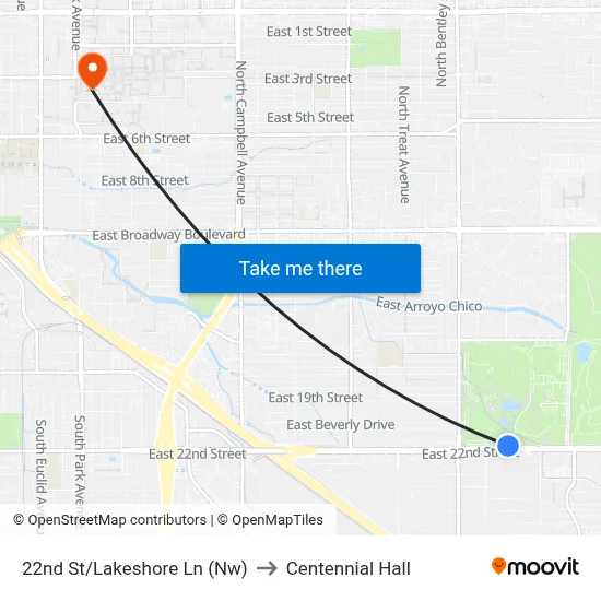 22nd St/Lakeshore Ln (Nw) to Centennial Hall map