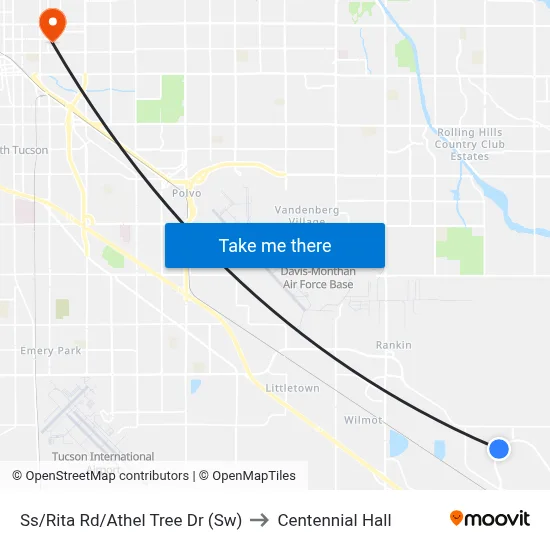 Ss/Rita Rd/Athel Tree Dr (Sw) to Centennial Hall map