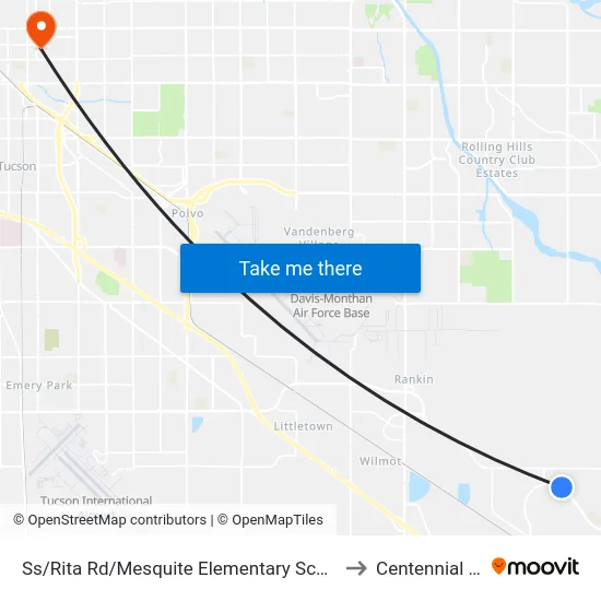 Ss/Rita Rd/Mesquite Elementary School (Se) to Centennial Hall map