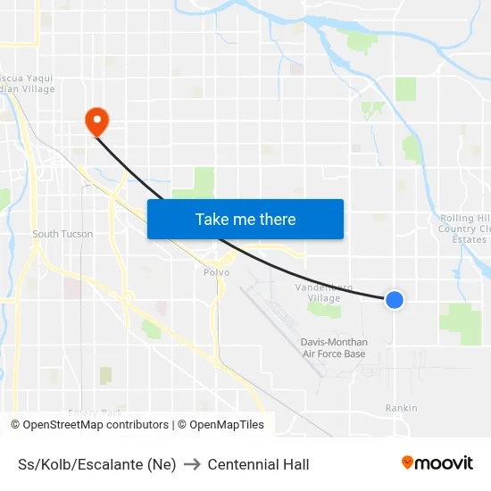Ss/Kolb/Escalante (Ne) to Centennial Hall map