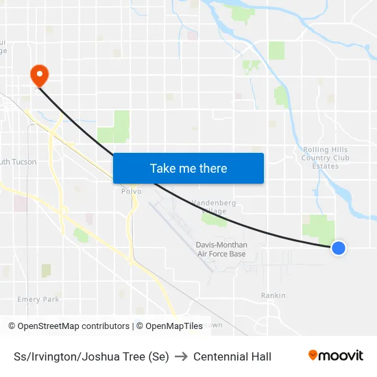 Ss/Irvington/Joshua Tree (Se) to Centennial Hall map