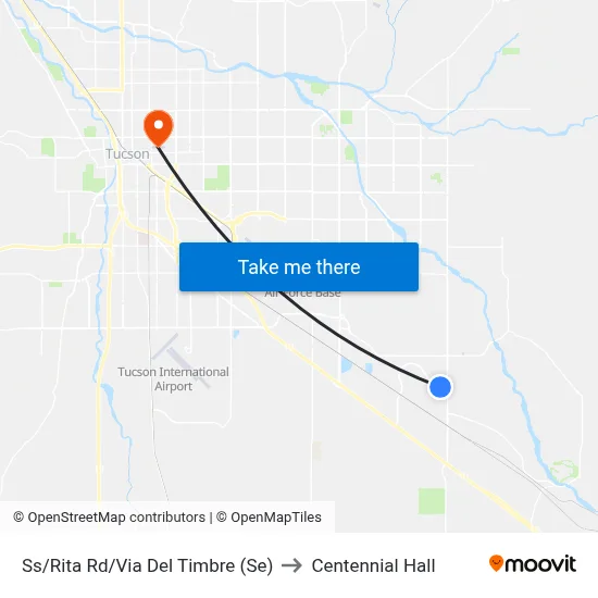 Ss/Rita Rd/Via Del Timbre (Se) to Centennial Hall map