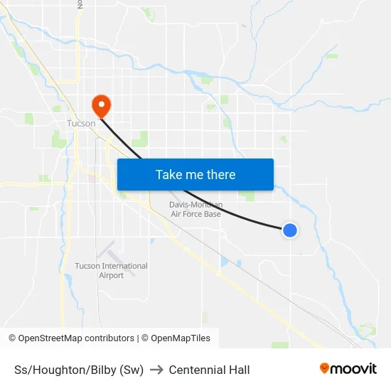 Ss/Houghton/Bilby (Sw) to Centennial Hall map