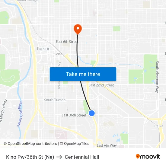 Kino Pw/36th St (Ne) to Centennial Hall map