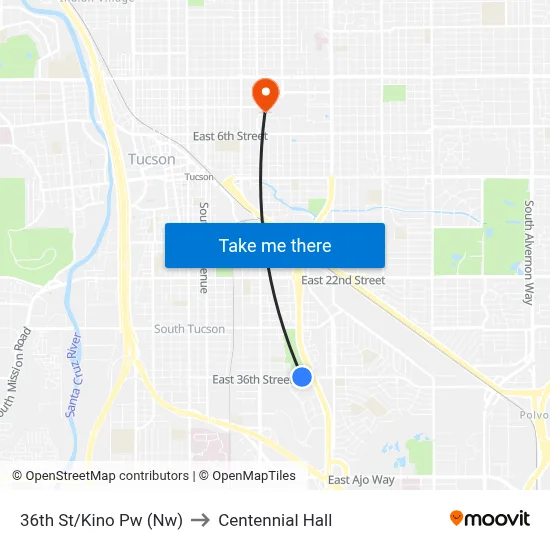 36th St/Kino Pw (Nw) to Centennial Hall map
