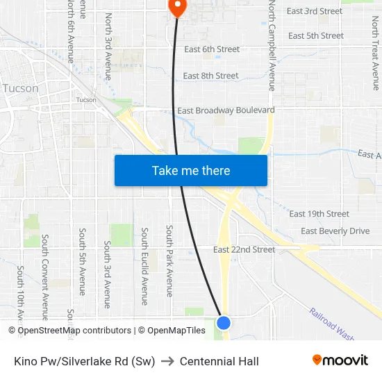 Kino Pw/Silverlake Rd (Sw) to Centennial Hall map